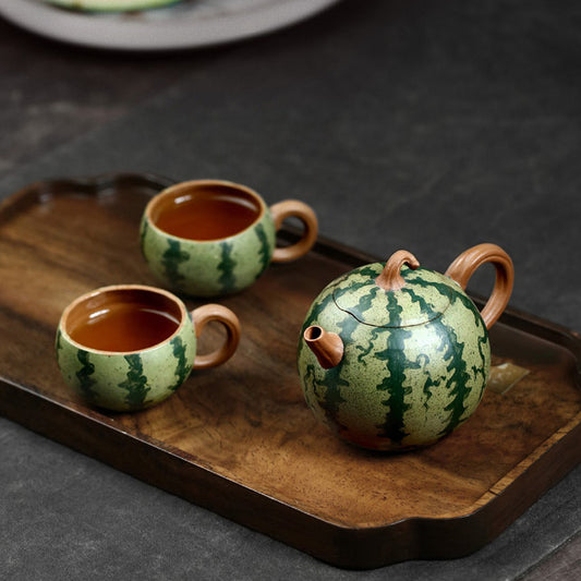 Watermelon Yixing Teapot & 2 Tea Cups Set 160ml