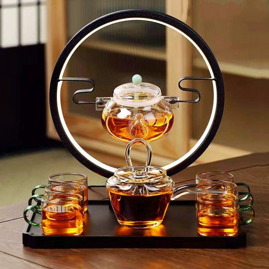Glass teapot set with light