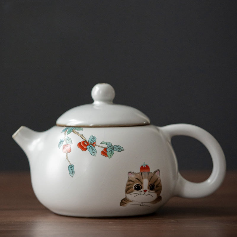 Cat Ru Kiln Lid Bowl Tea Pot Master Cup Kung Fu Tea Set