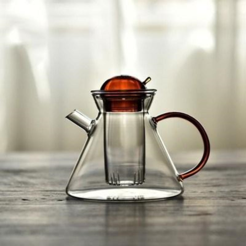 High-temperature resistant glass retro set amber tea pot coffee pot